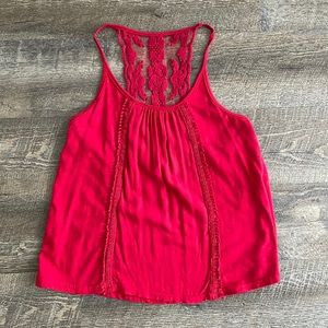 Red lace razor back tank